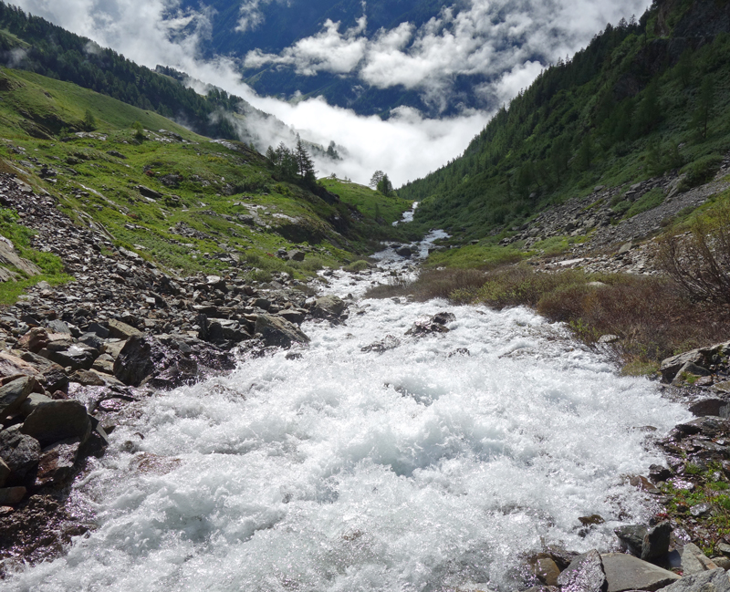 How long will the European Alps provide meltwater? A mountain creek in the Lötschen valley, Valais, Switzerland. Photo by Marlène Thibault